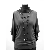 Bluzeczka Diana z pięknymi falbaniastymi rękawami - szara